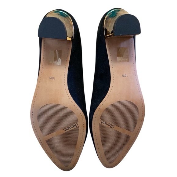 J.Reneé Black Suede Pointed Toe Heels 10W Tortoiseshell Block Heel - Picture 3 of 10